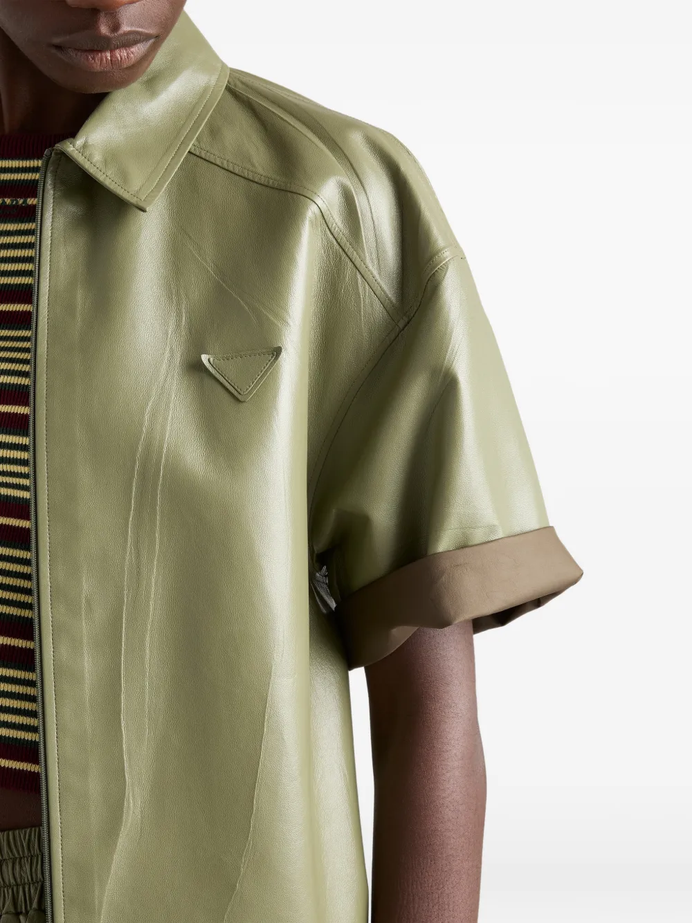 Prada Rok van nappa leer met rits Groen