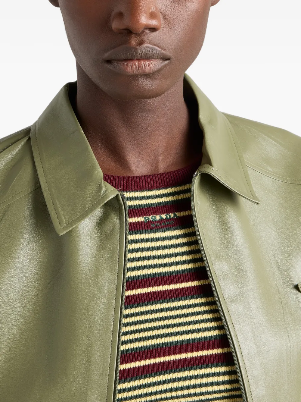 Prada Rok van nappa leer met rits Groen