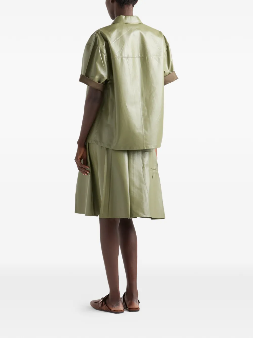 Prada Rok van nappa leer met rits Groen