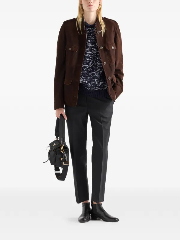 Prada スエード ジャケット | ブラウン | FARFETCH JP