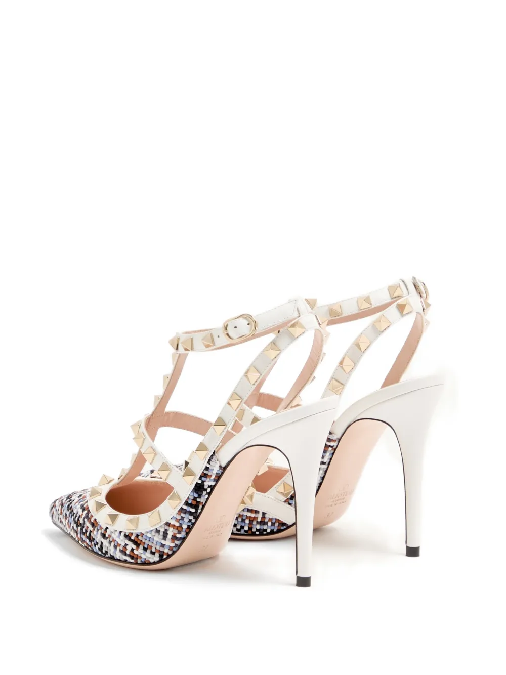 Valentino Garavani Rockstud pumps van geweven stof Wit