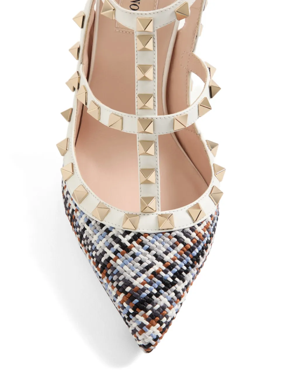Valentino Garavani Rockstud pumps van geweven stof Wit