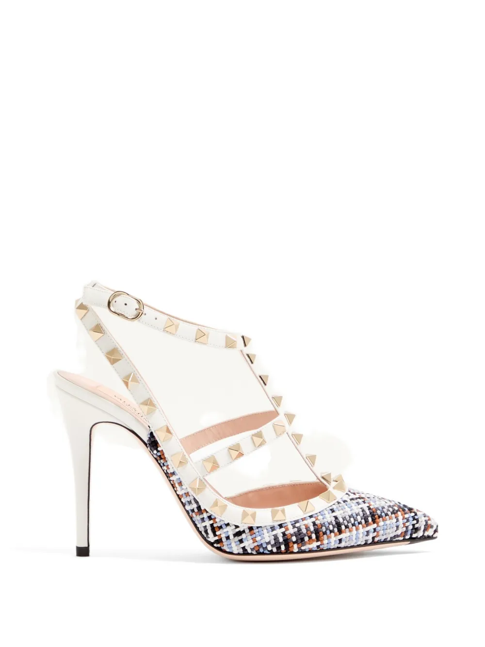 Valentino Garavani Rockstud pumps van geweven stof Wit