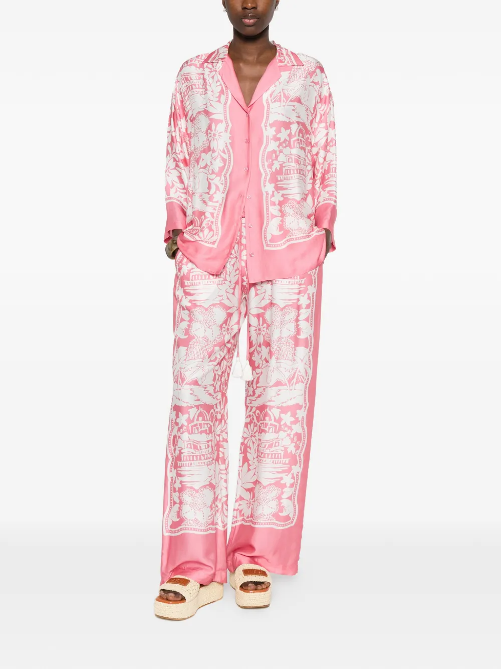  Ermanno Firenze Floral-print Trousers - Pink 