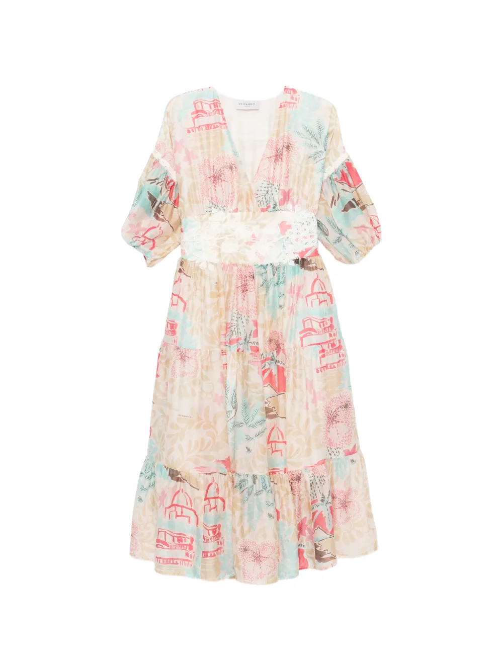 ERMANNO FIRENZE Chemisier midi a fiori - Toni neutri