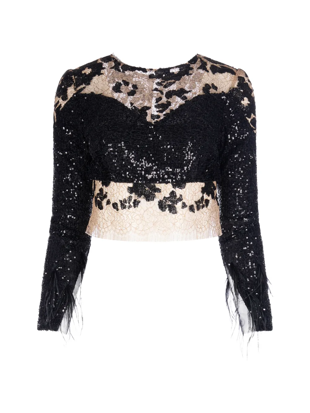 IMROSKA Zebra Dune sequin-embellished lace blouse - Nero