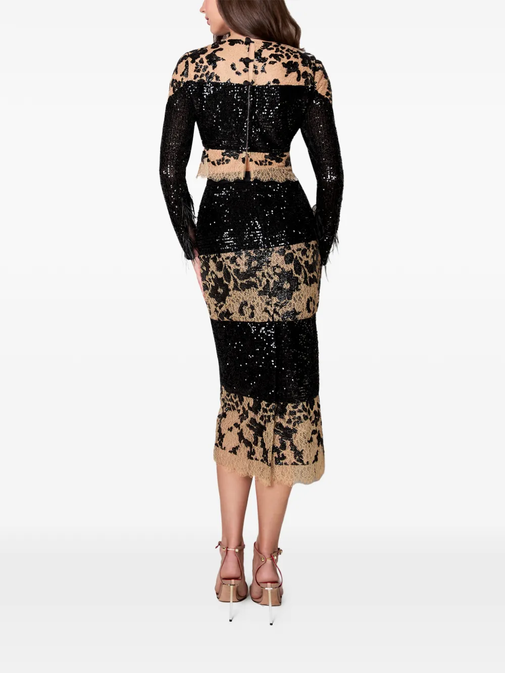  Imroska Zebra Dune Sequin-embellished Lace Blouse - Black 