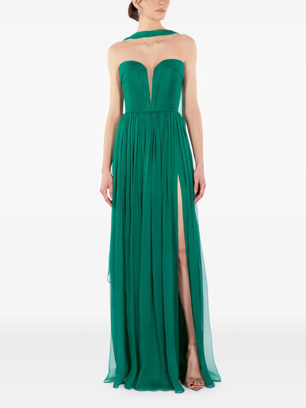  Imroska Imroska Iris Pin Strapless Maxi Dress - Green 