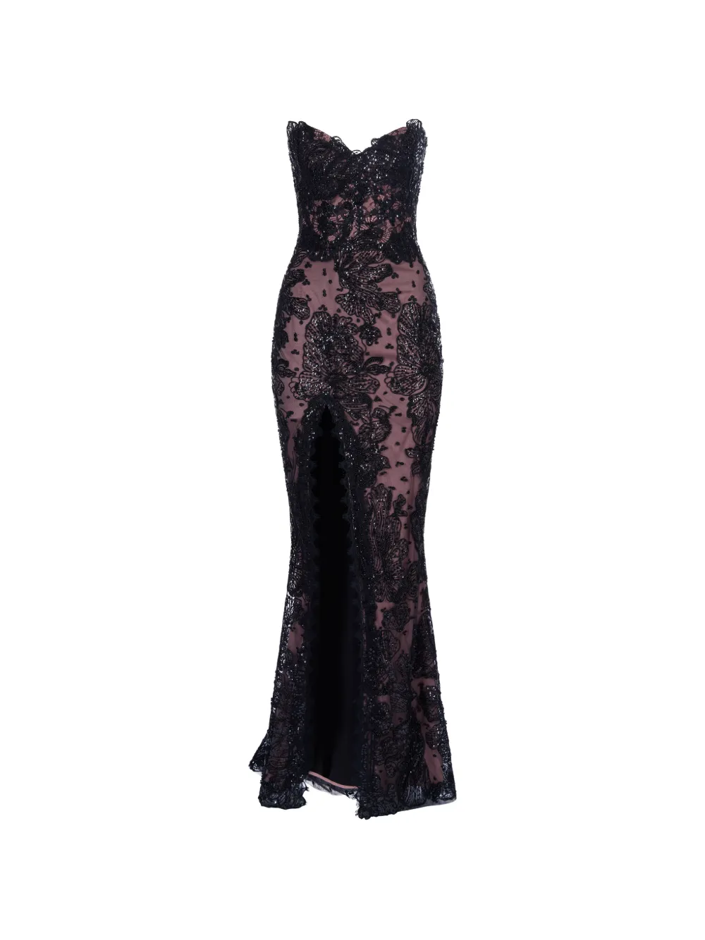 IMROSKA Piano Zid Mermaid lace-detail slit maxi dress - Nero