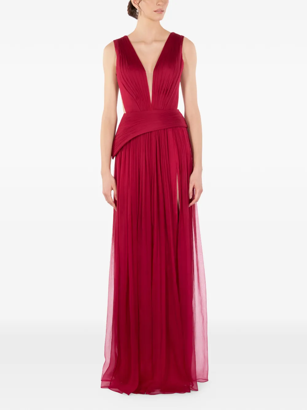 IMROSKA 32 Iris maxi-jurk met V-hals Rood