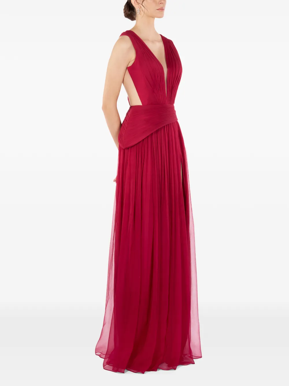 IMROSKA 32 Iris maxi-jurk met V-hals Rood