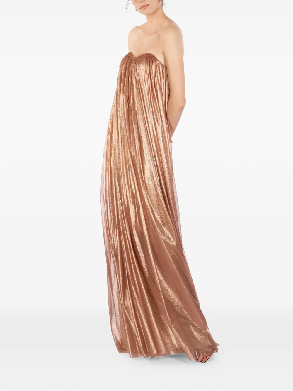 IMROSKA Gaia strapless maxi-jurk Bruin