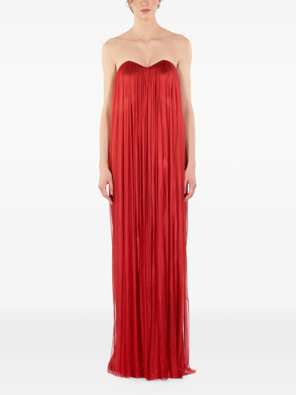  Imroska Gaia Metallic-finish Strapless Maxi Dress - Red 