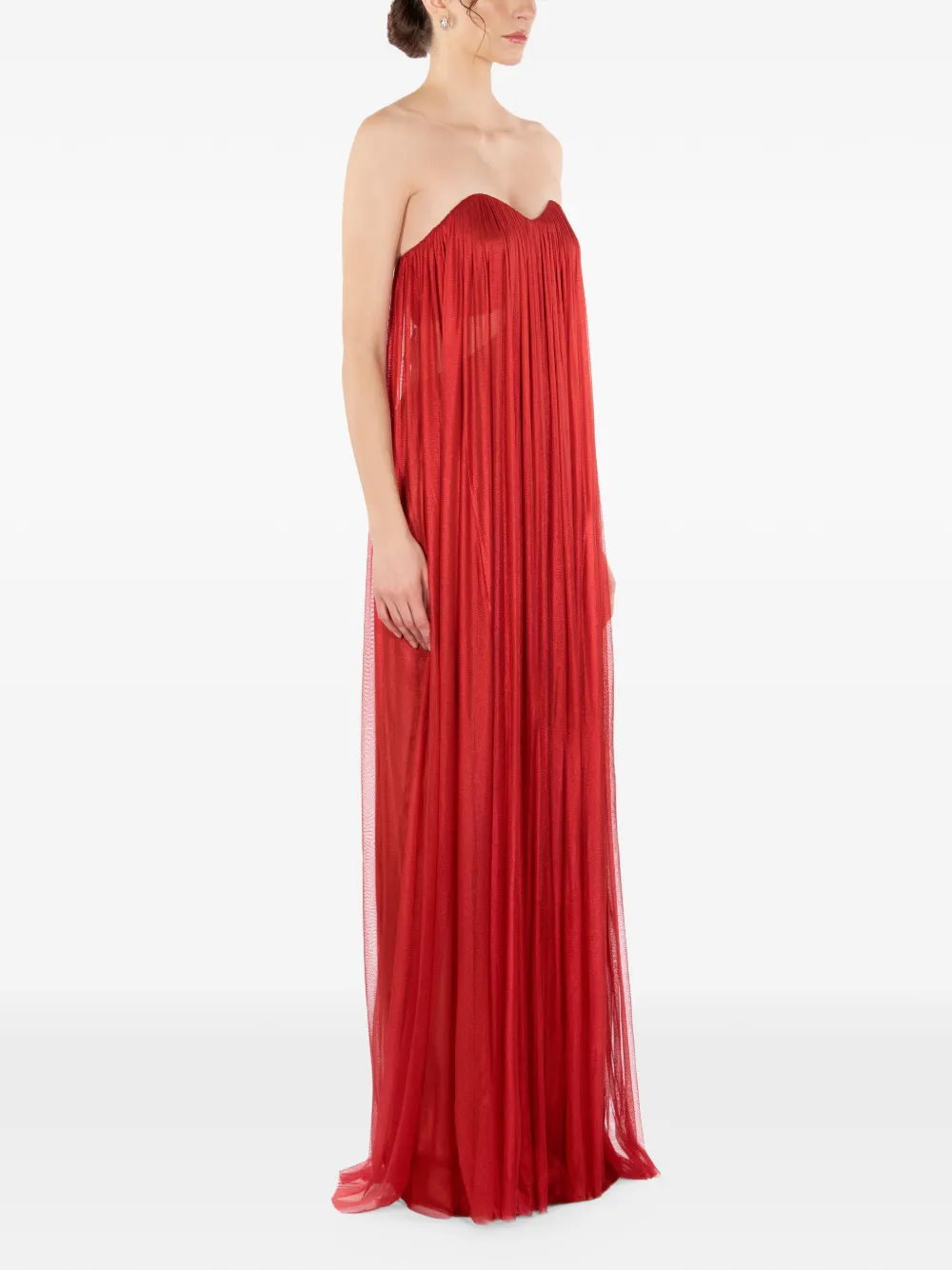  Imroska Gaia Metallic-finish Strapless Maxi Dress - Red 