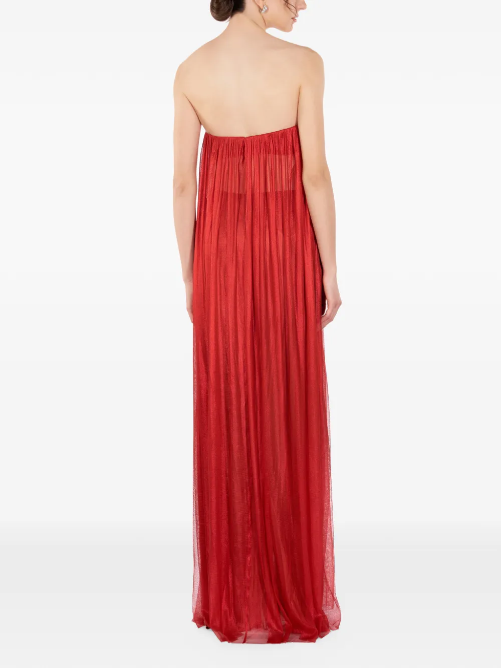 IMROSKA Gaia mouwloze maxi-jurk met metallic-effect Rood