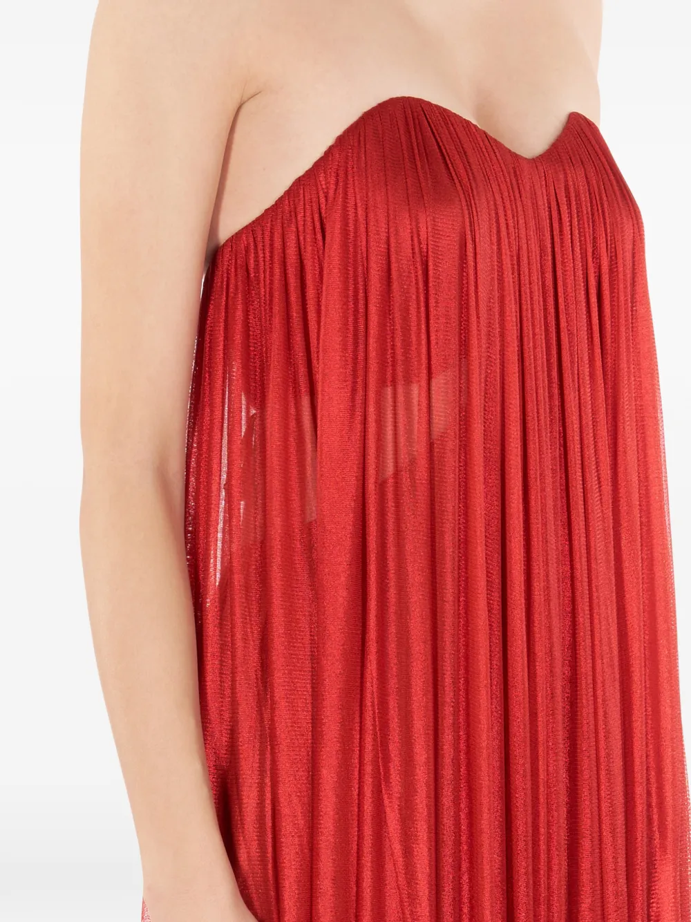 IMROSKA Gaia mouwloze maxi-jurk met metallic-effect Rood