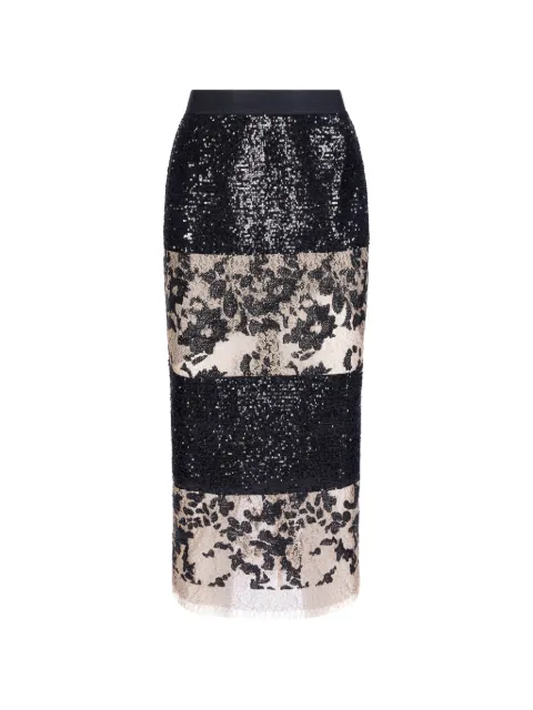IMROSKA Zebra Dune sequin-embellished floral midi skirt
