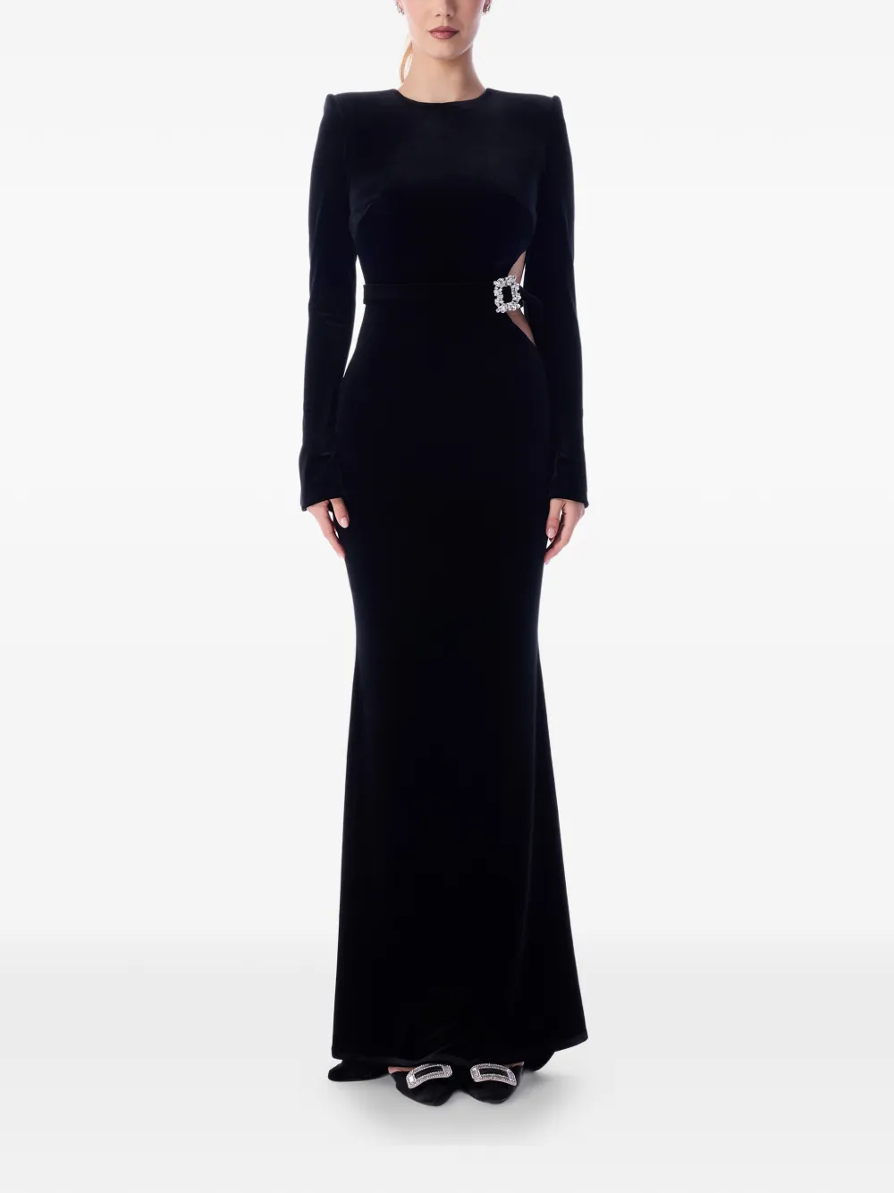 IMROSKA Self Portrait buckle-detail cut-out maxi dress - Nero
