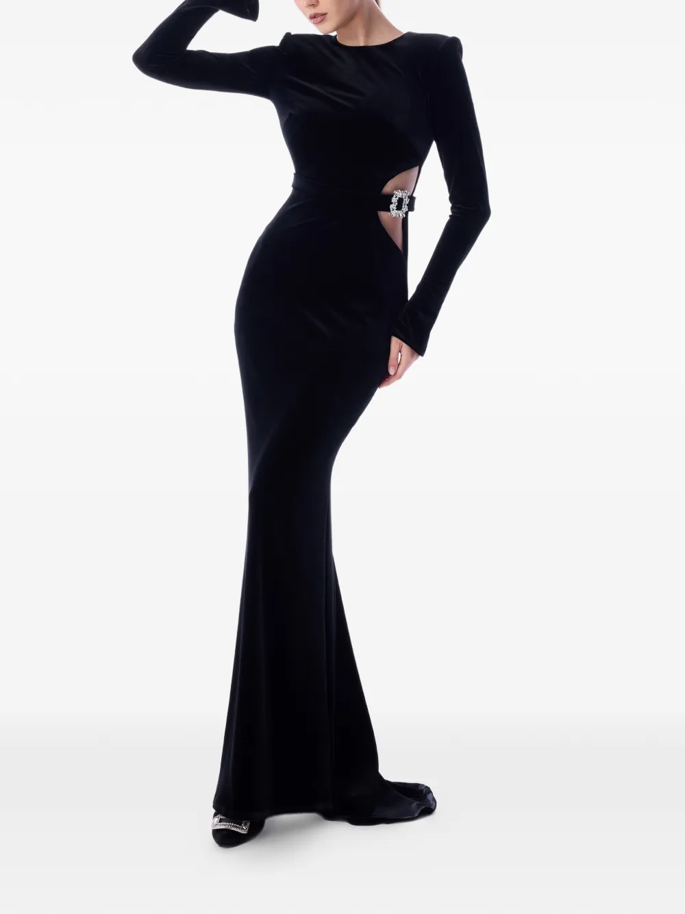 IMROSKA Self Portrait maxi-jurk met gespdetail en uitgesneden details Zwart