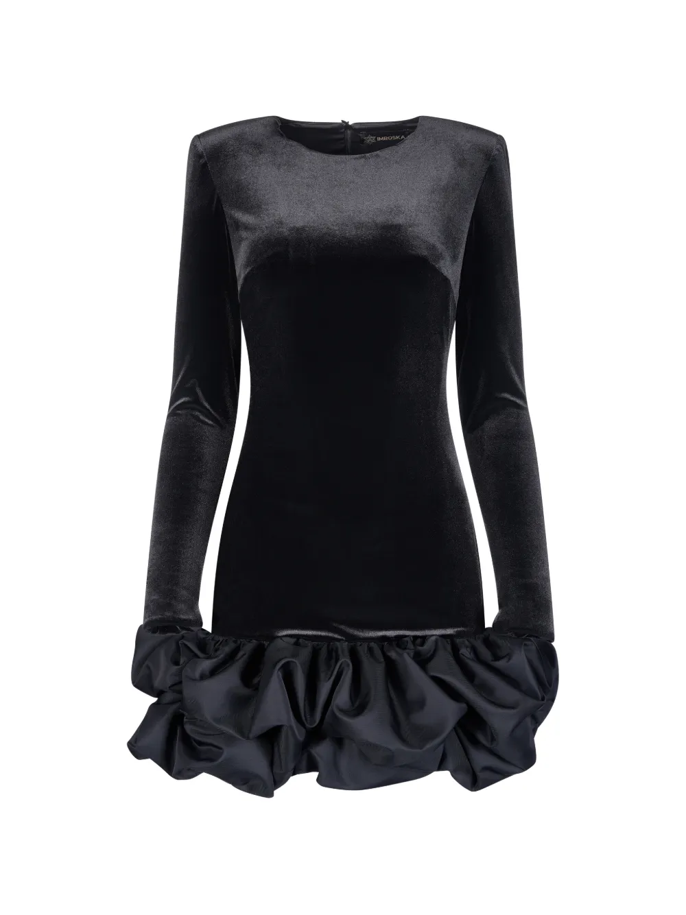 IMROSKA velvet ruffled mini dress - Nero