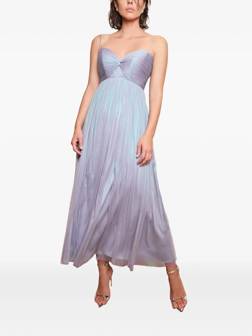 IMROSKA Lily geplooide maxi-jurk met geknoopt detail Paars