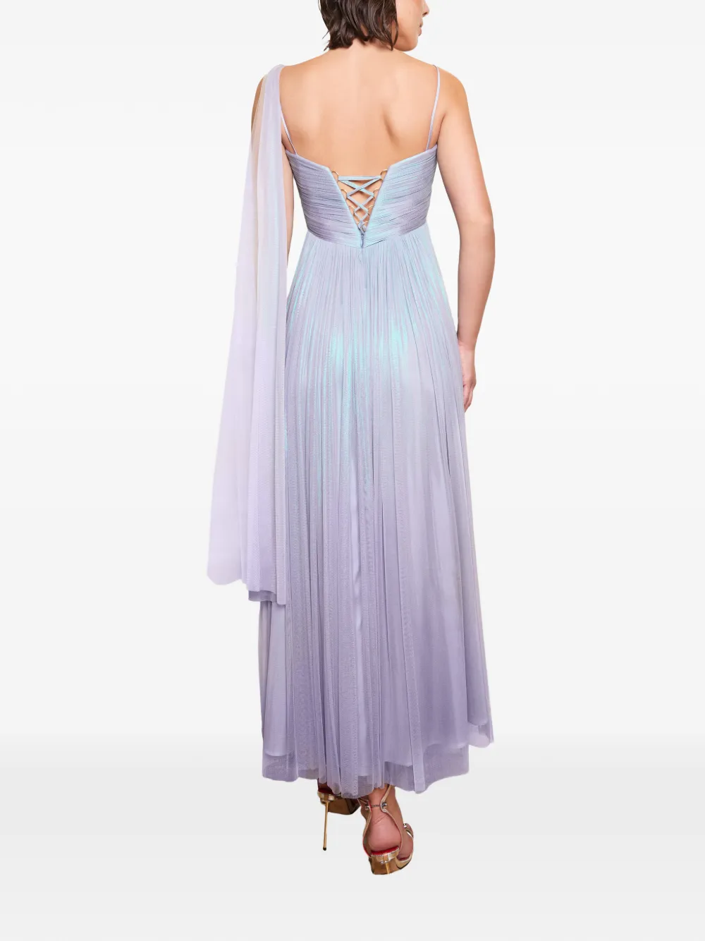 IMROSKA Lily geplooide maxi-jurk met geknoopt detail Paars