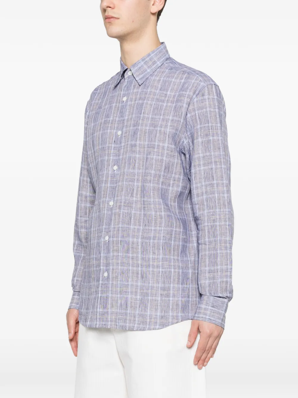 Brioni Checked Shirt - Blue 