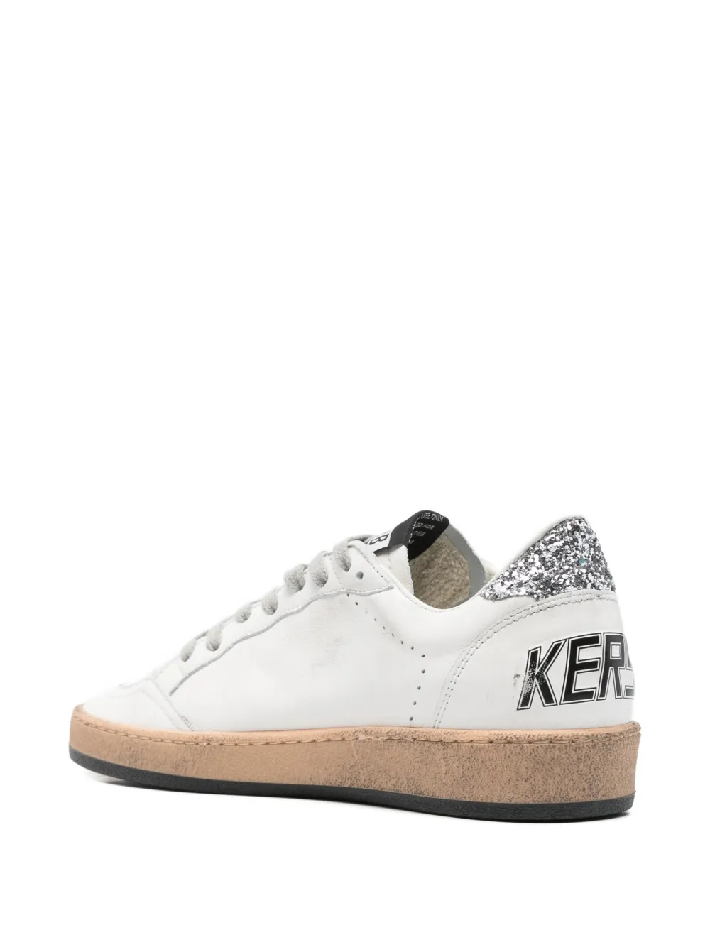 Golden Goose Leren sneakers met glitters en ster Wit