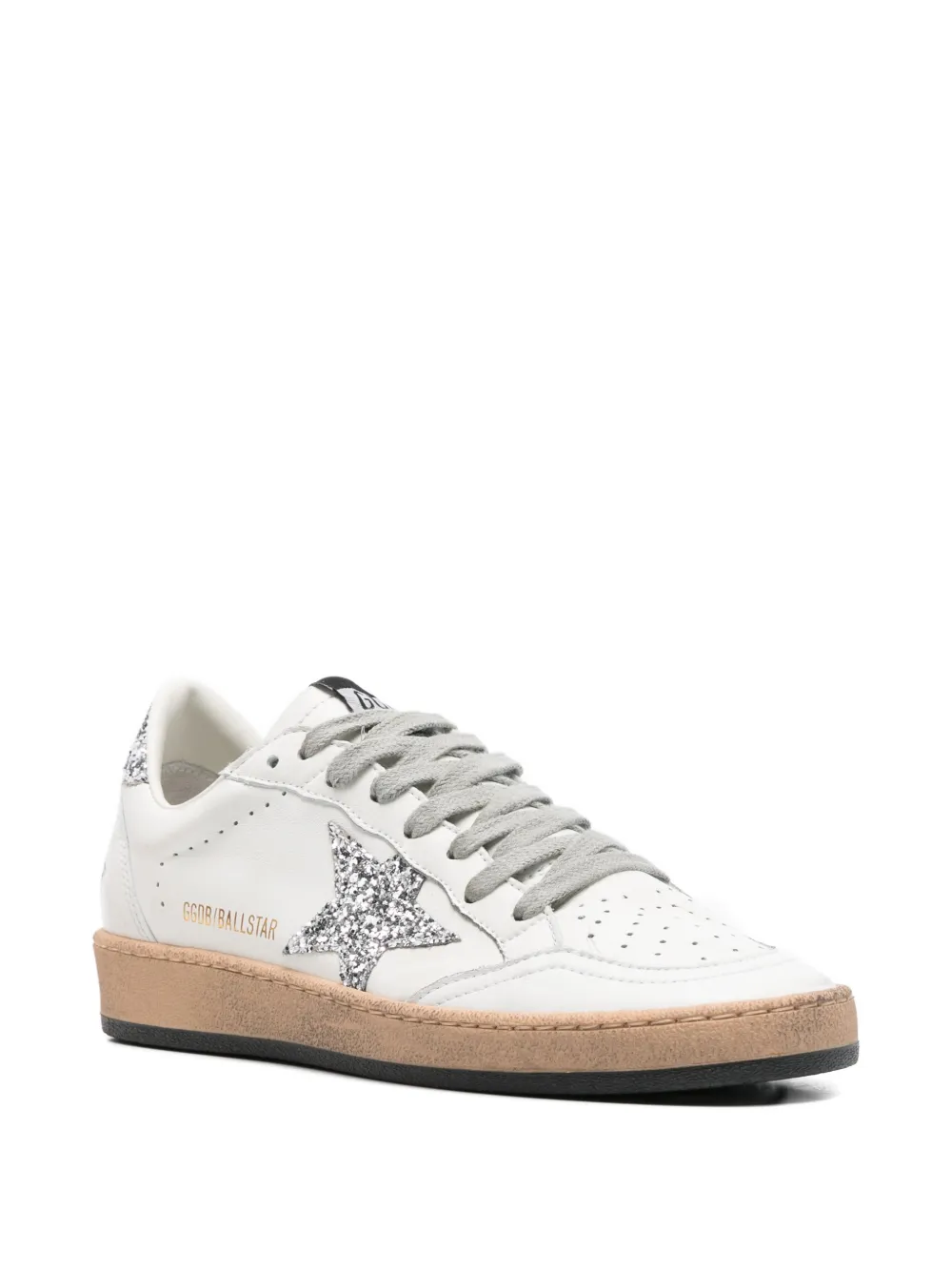 Golden Goose Leren sneakers met glitters en ster Wit