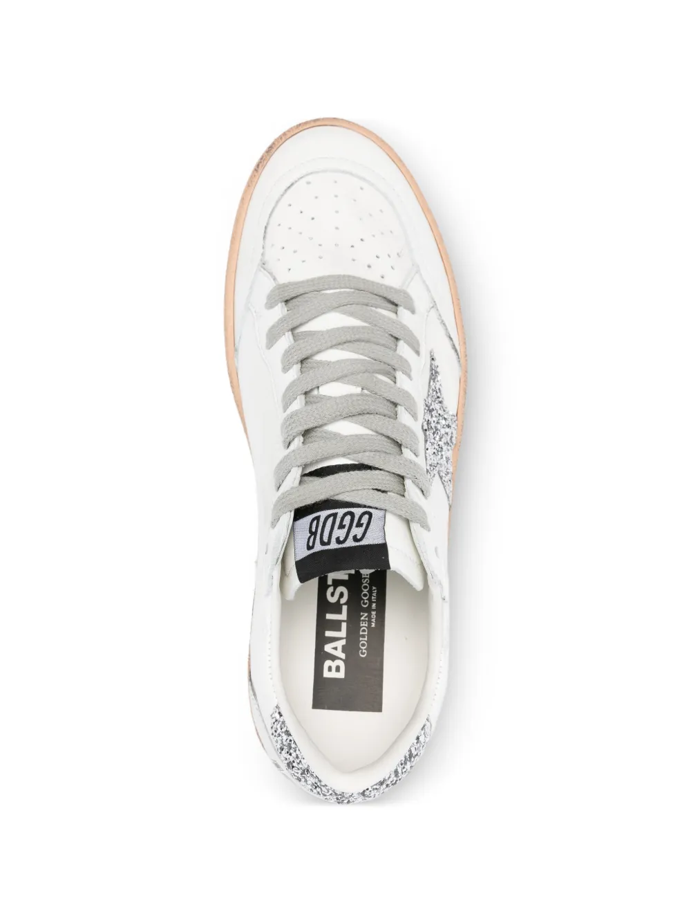 Golden Goose Leren sneakers met glitters en ster Wit
