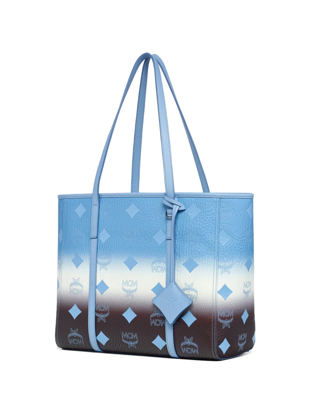 MCM Schoudertas met monogram-reliëf en ombré-effect Blauw