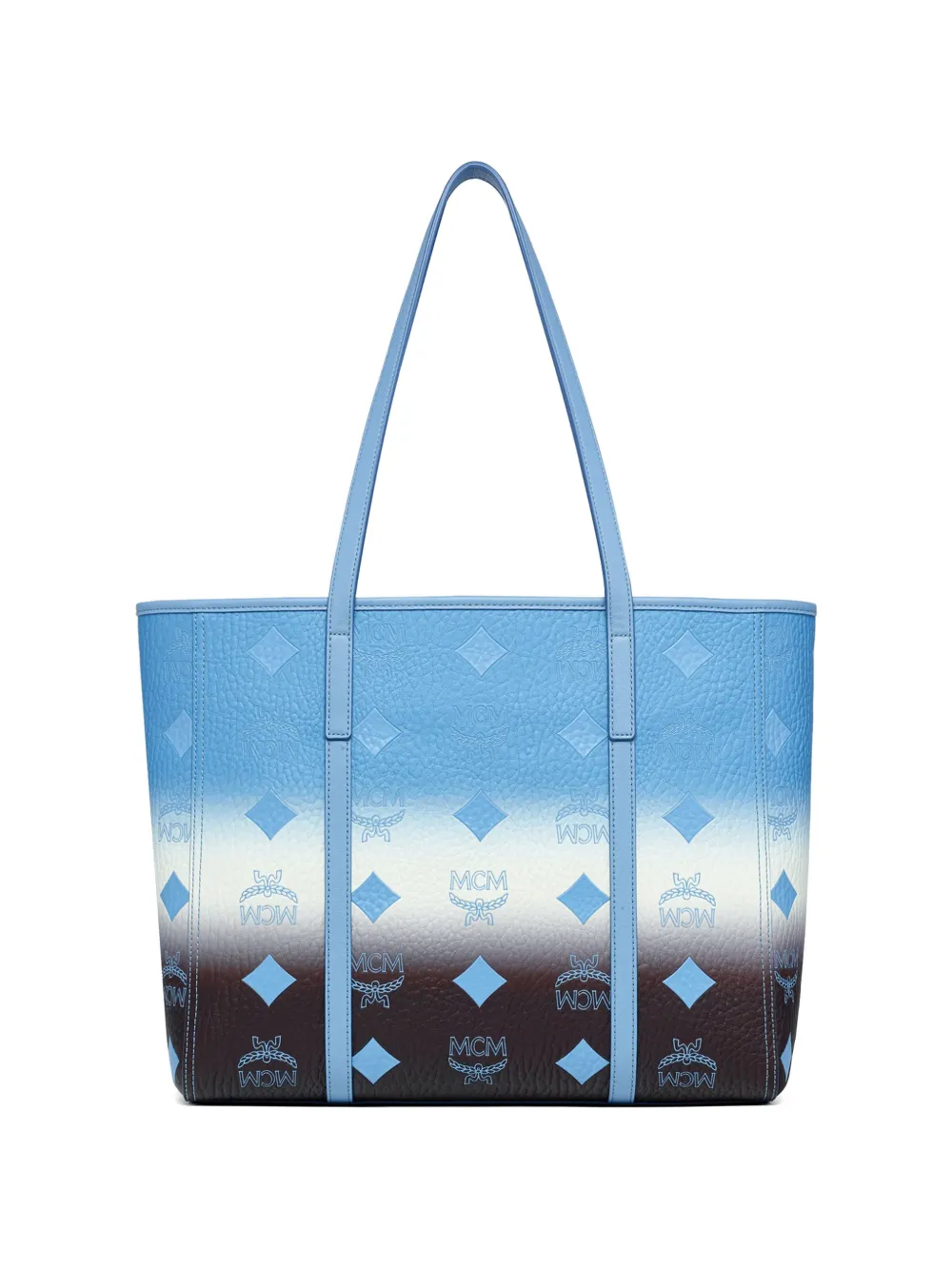 MCM Schoudertas met monogram-reliëf en ombré-effect Blauw