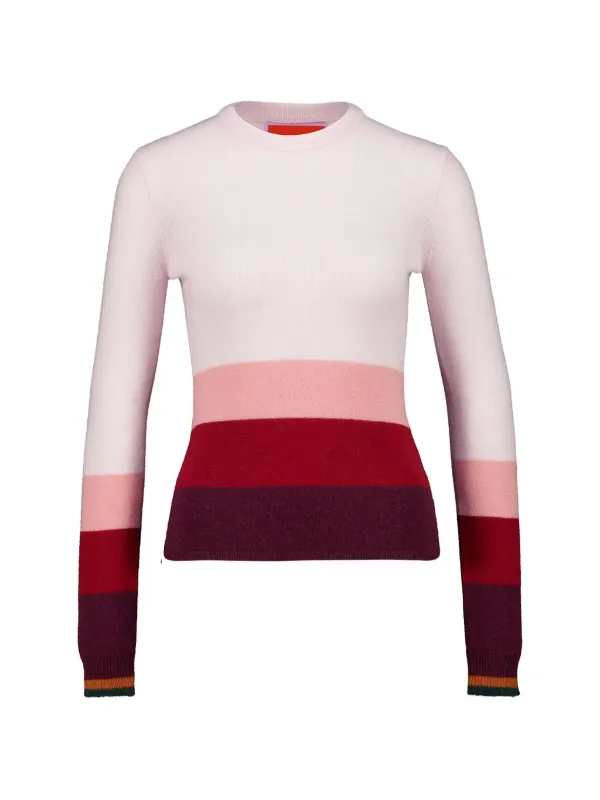La DoubleJ Two-tone Crew-neck Sweater in Pink