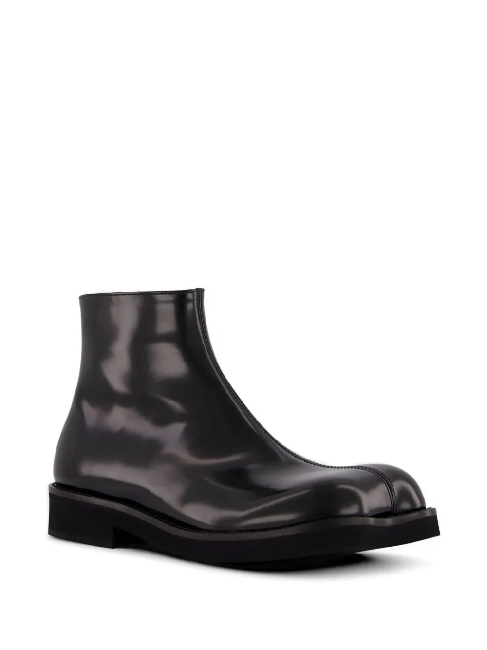 MM6 Maison Margiela square-toe leather boots Zwart