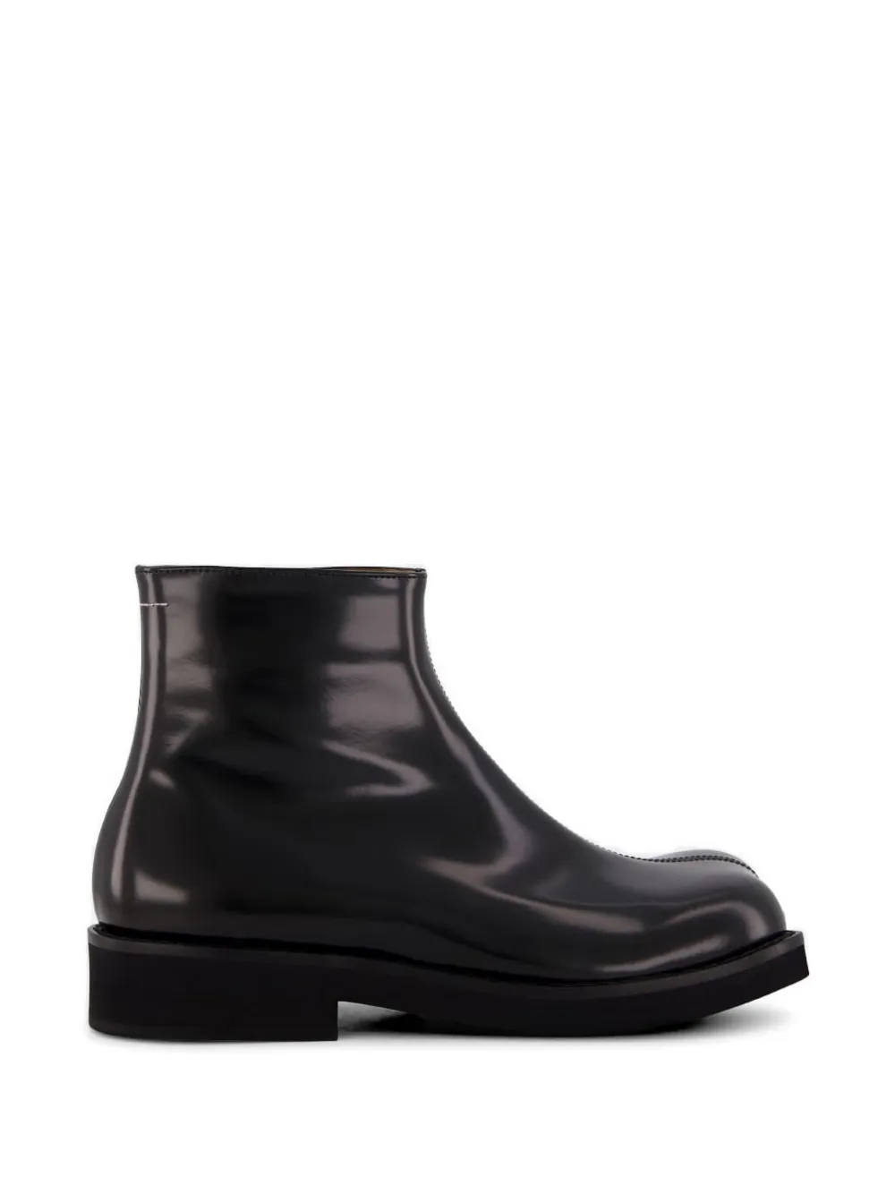 MM6 Maison Margiela square-toe leather boots Zwart