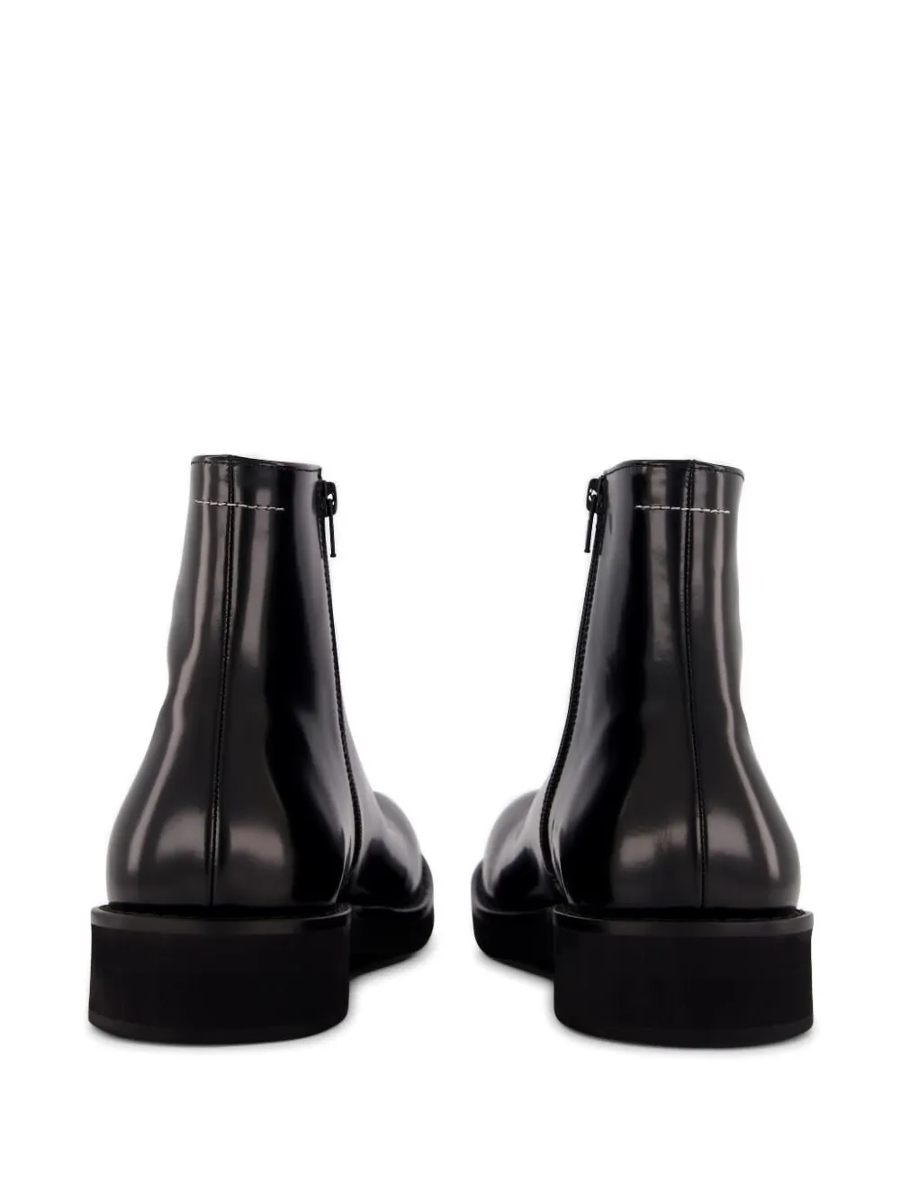 MM6 Maison Margiela square-toe leather boots Zwart