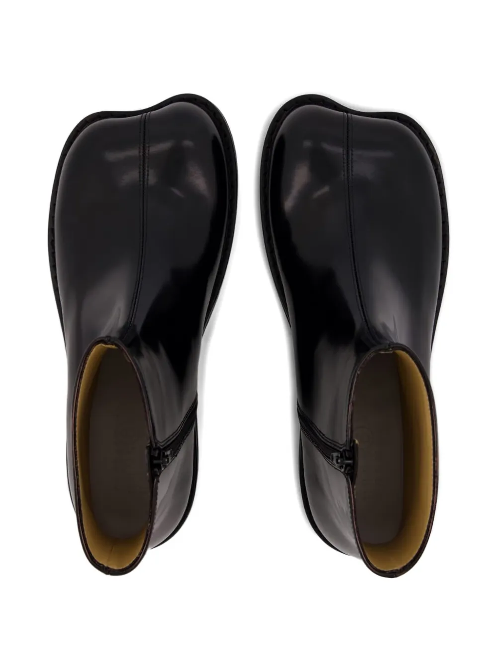 MM6 Maison Margiela square-toe leather boots Zwart