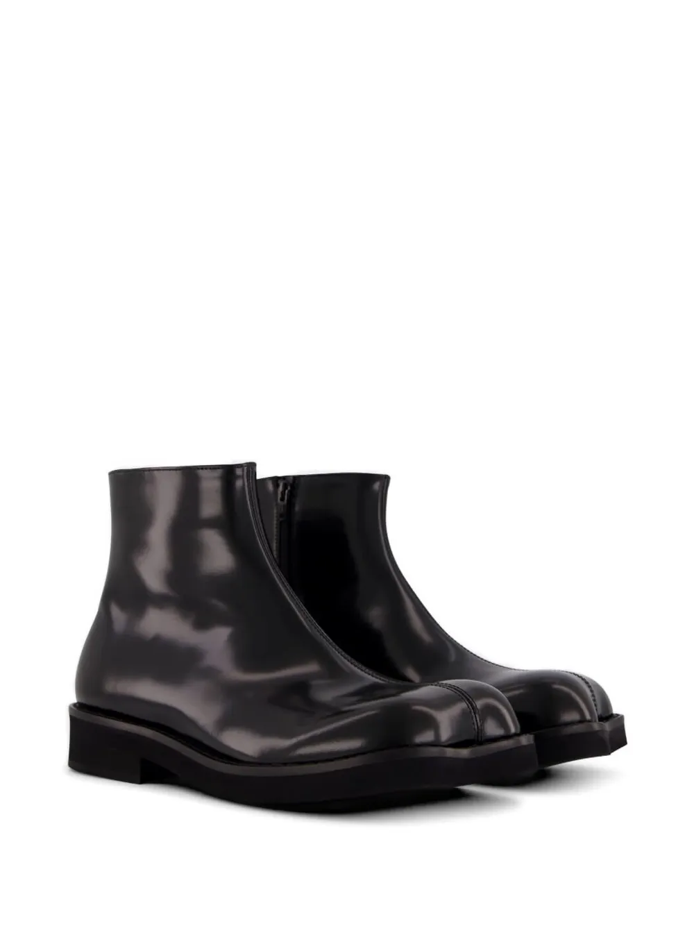 MM6 Maison Margiela square-toe leather boots Zwart