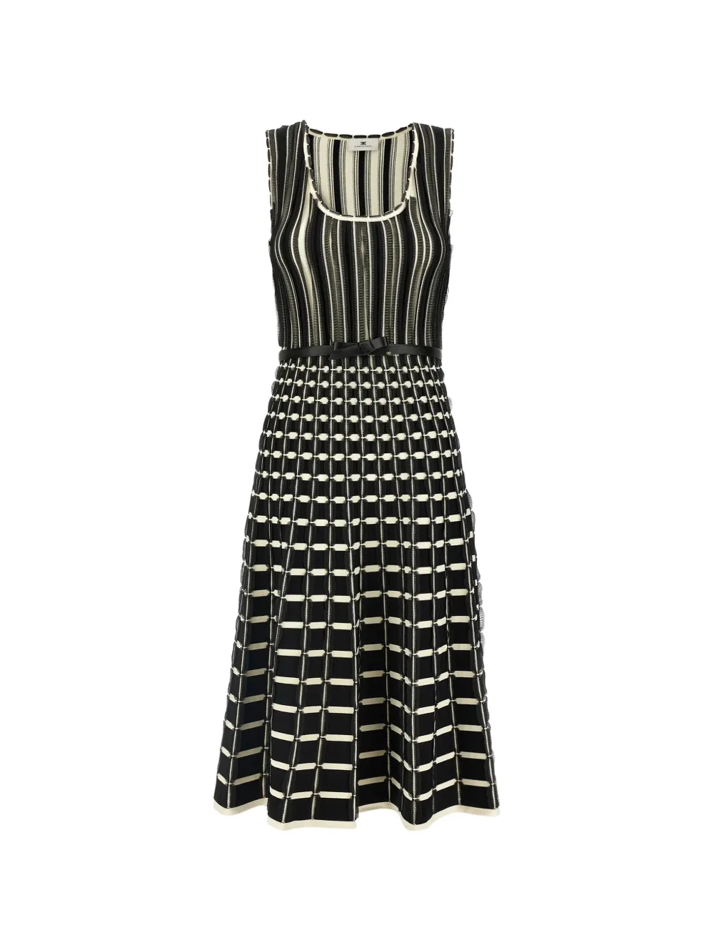 Elisabetta Franchi belt striped midi dress - Nero