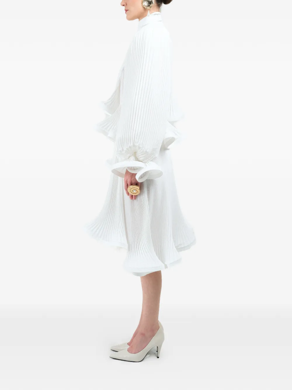  Rowen Rose Pleated Puffy Blouse - White 