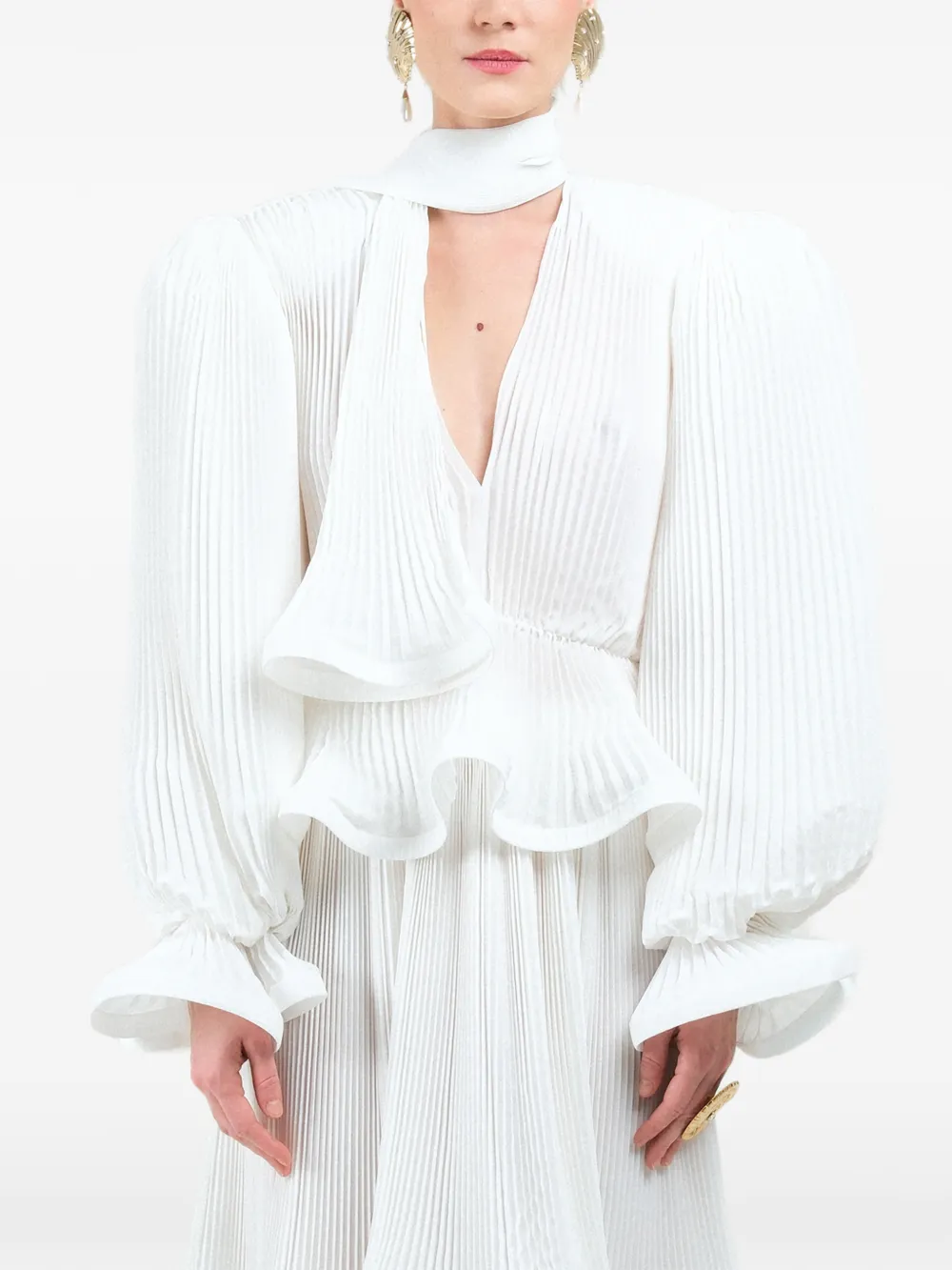 Rowen Rose pleated puffy blouse - Bianco