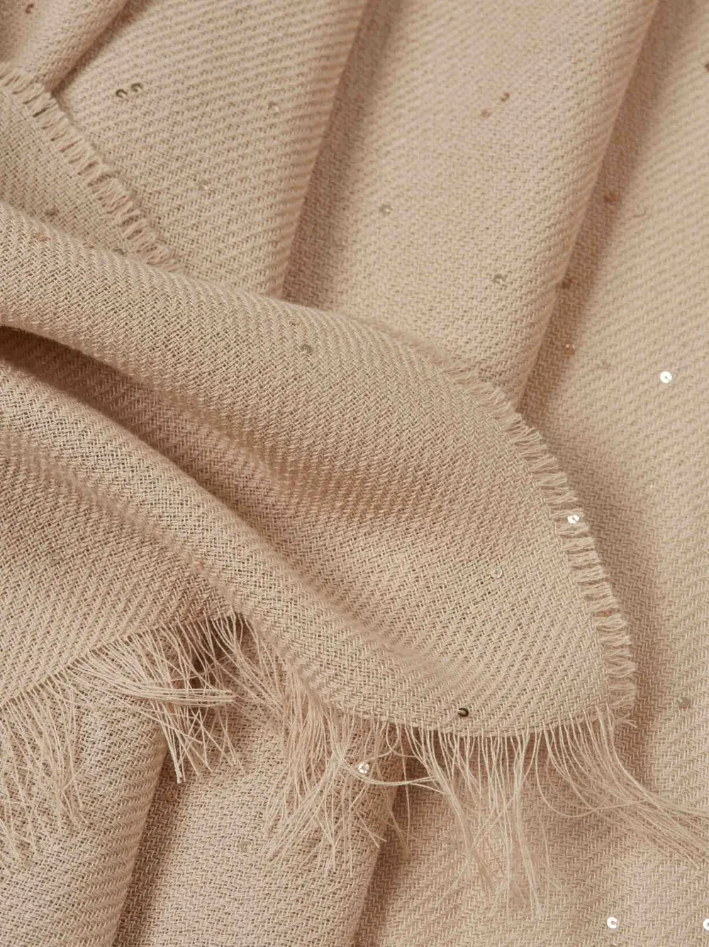  Peserico Sequin Fringed Scarf - Neutrals 