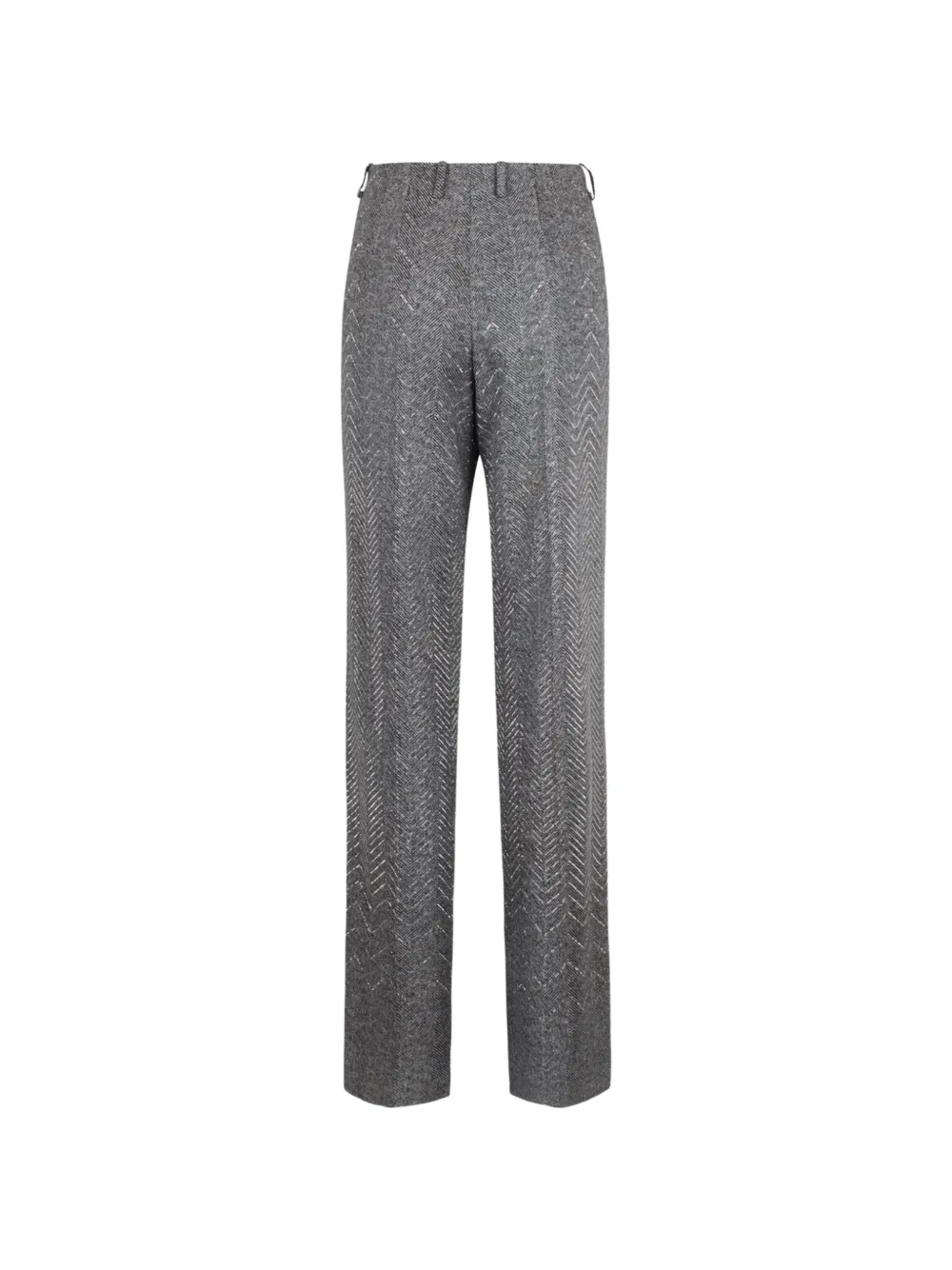 Herringbone-Pattern Belt-Loop Trousers