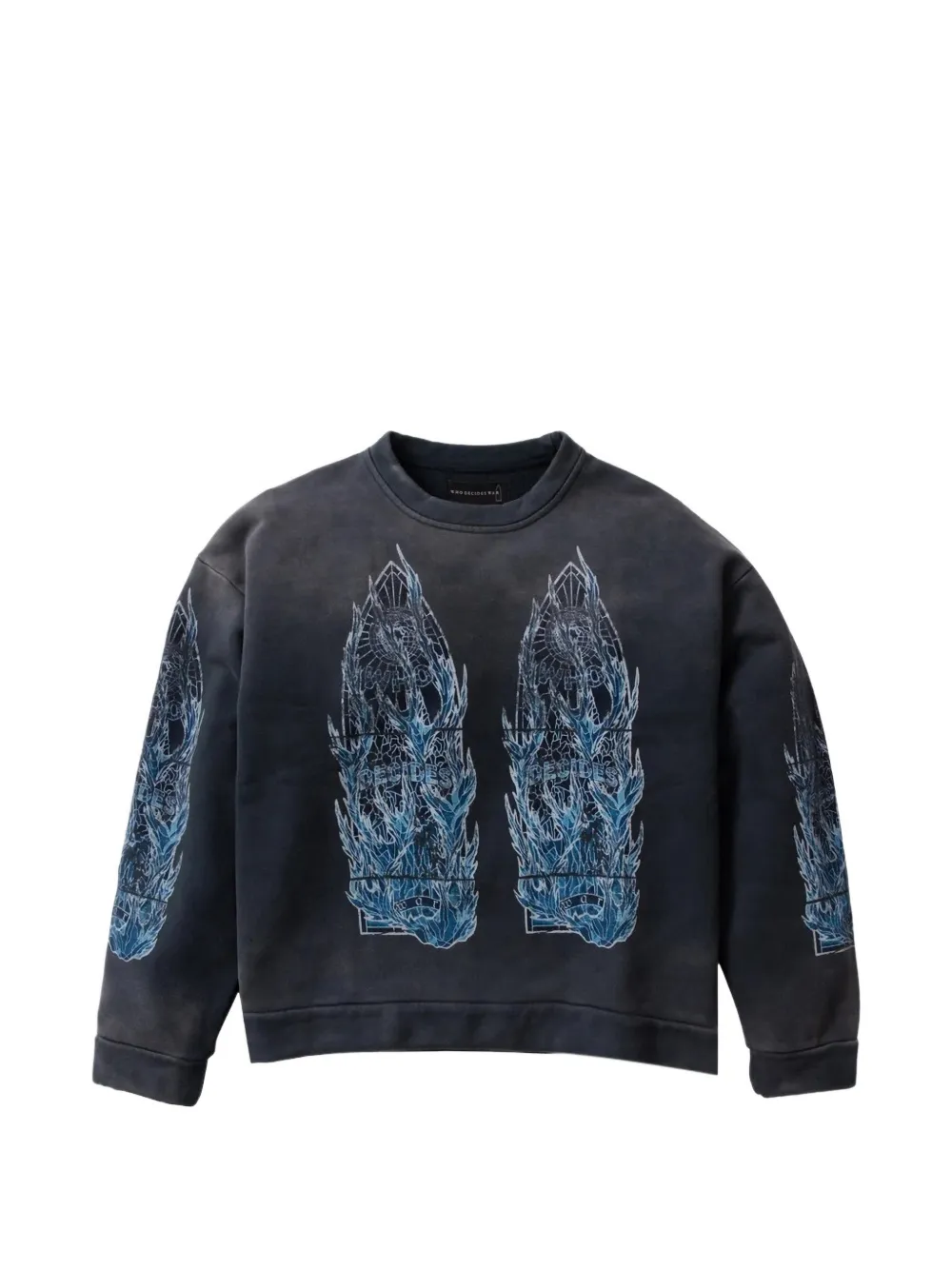 Who Decides War flame-glass-print sweatshirt - Blau