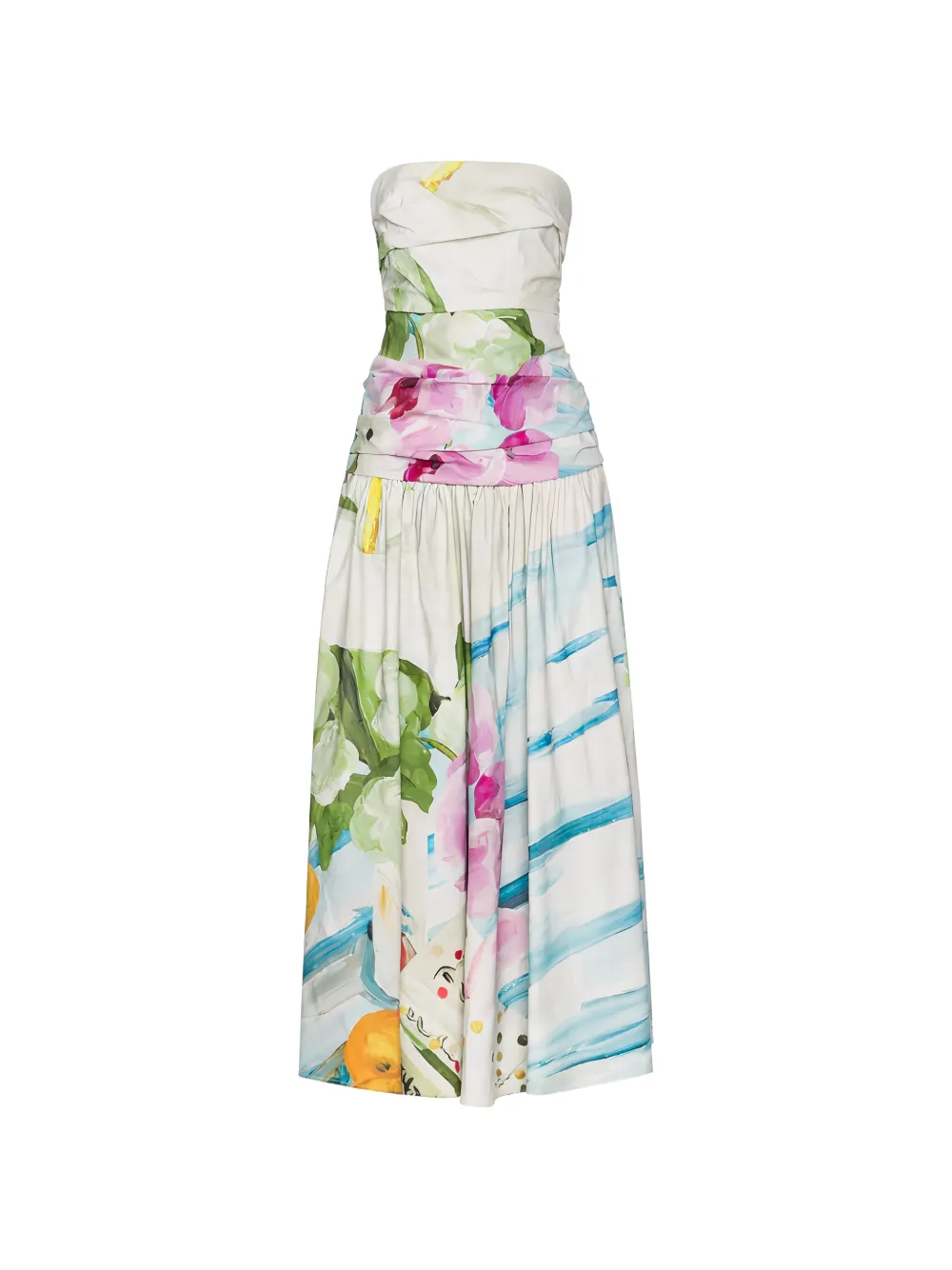 Acler Nershall strapless floral-print maxi dress - Bianco