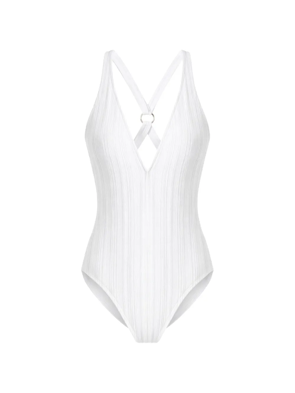 Michael Michael Kors cross-back-ring swimsuit - Bianco