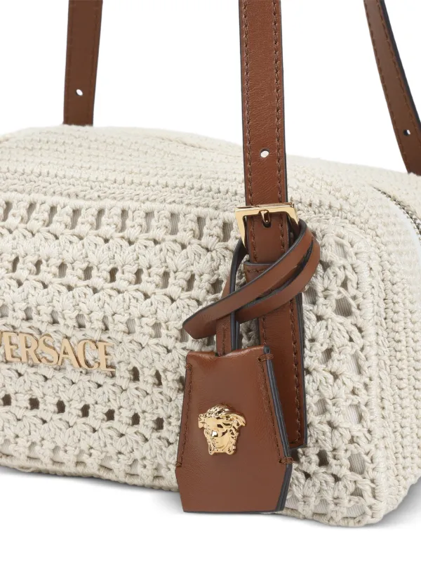 バッグ VERSACE Versace Versace Tag Raffia Bowling Bag | Neutrals | FARFETCH
