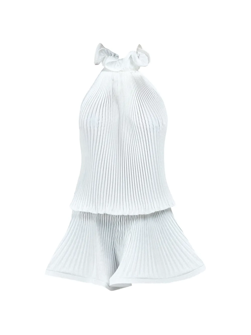 Rowen Rose pleated turtleneck mini dress - Bianco