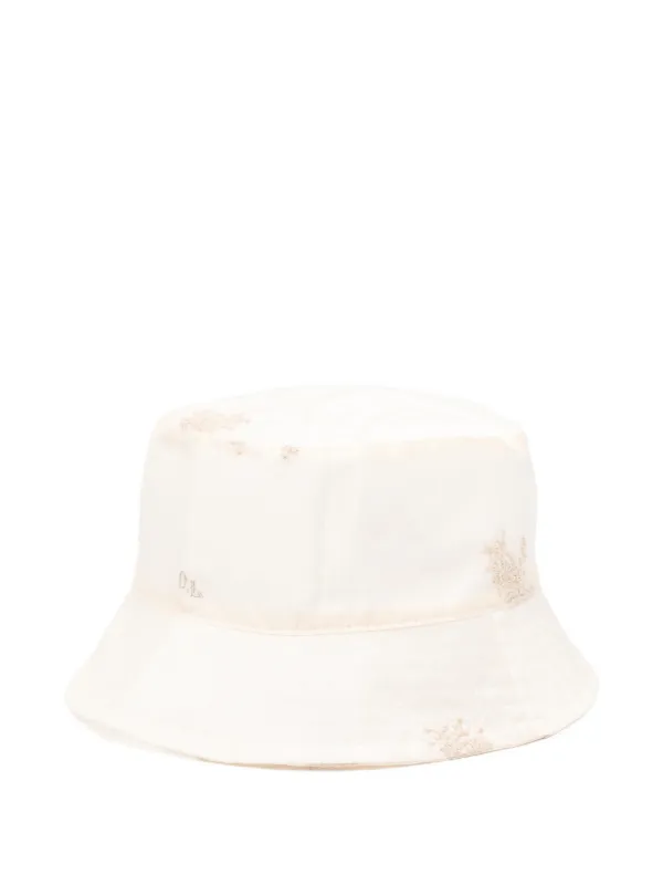 OUR LEGACY Embroidered-floral Bucket Hat in Neutrals