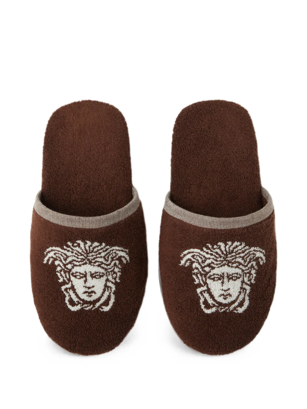 Versace Katoenen badstof jacquard slippers Bruin
